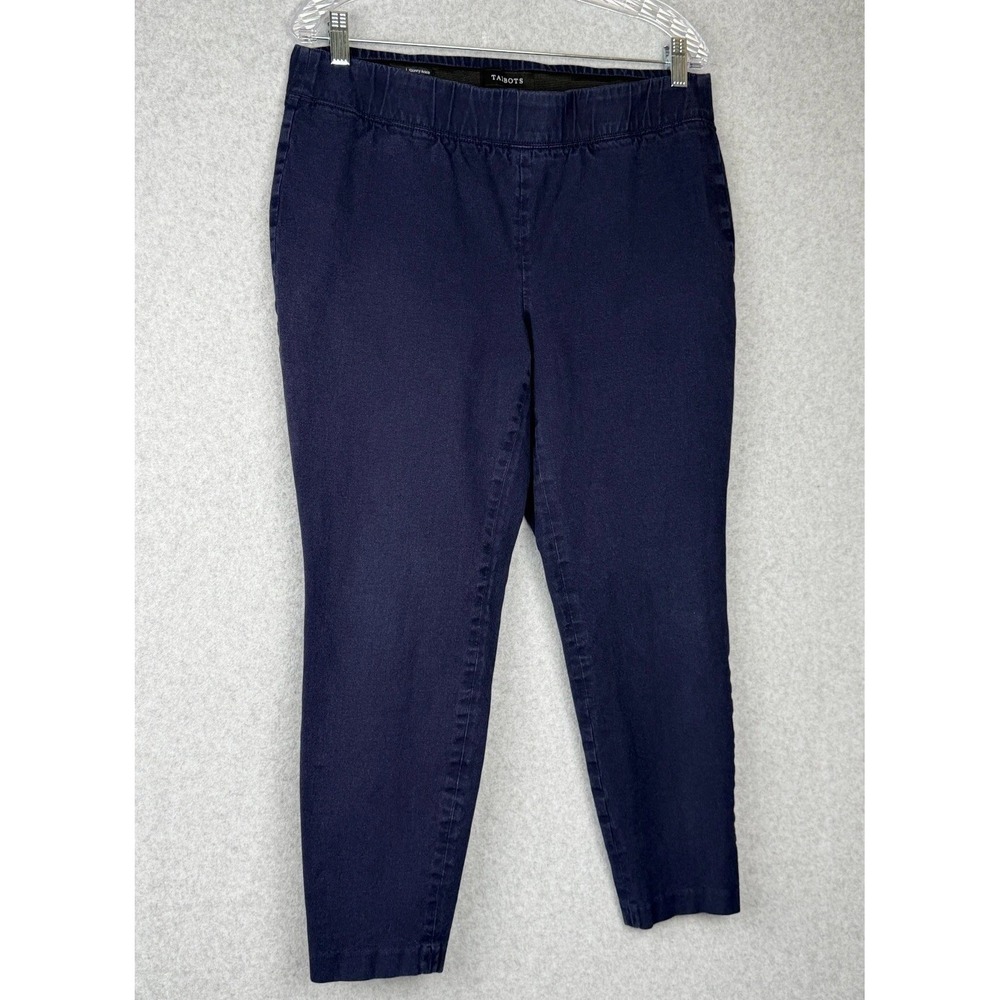 Talbots Skinny Ankle Pants Womens 14W Navy Blue Pull On Stretch